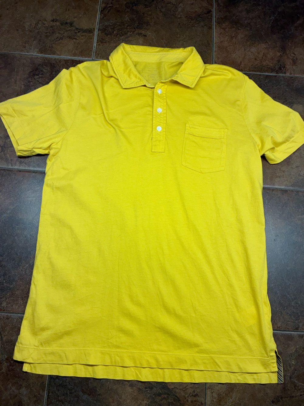 Billy Reid Bright Yellow Short Sleeve Polo with Chest Pocket